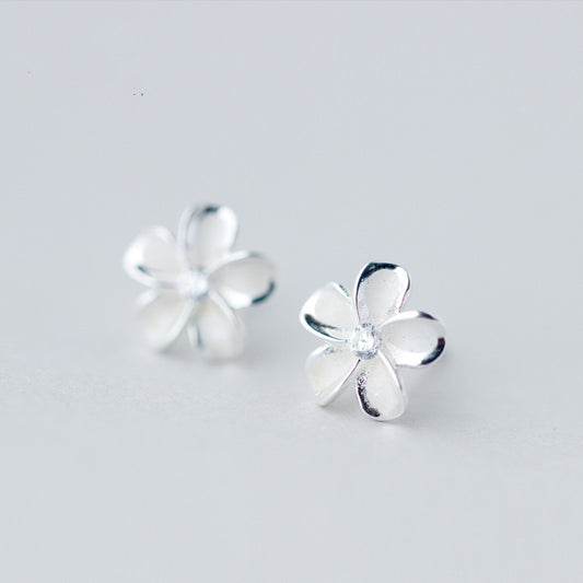 Sterling Silver Cubic Zirconia Flower Stud Earrings
