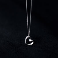 Sterling Silver Simple Line Heart Necklace