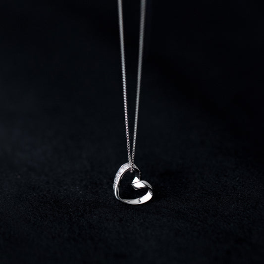 Sterling Silver Simple Line Heart Necklace