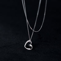 Sterling Silver Simple Line Heart Necklace