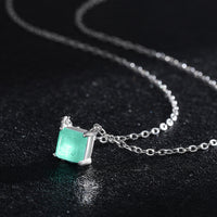 Sterling Silver Classic Square Tourmaline Necklace