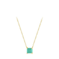 Sterling Silver Classic Square Tourmaline Necklace
