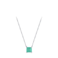 Sterling Silver Classic Square Tourmaline Necklace