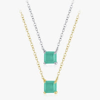 Sterling Silver Classic Square Tourmaline Necklace