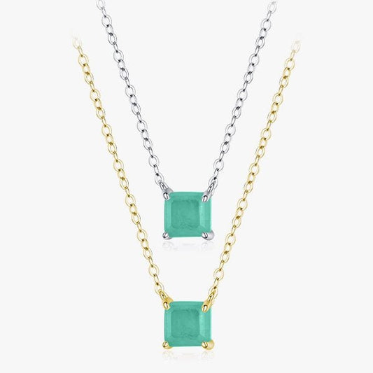 Sterling Silver Classic Square Tourmaline Necklace