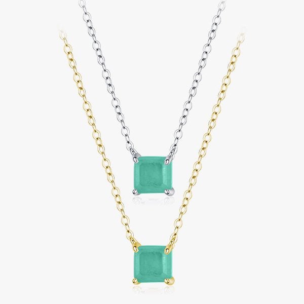 Sterling Silver Classic Square Tourmaline Necklace