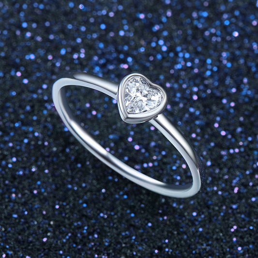 Sterling Silver Clear Heart Ring