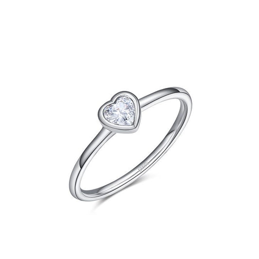 Sterling Silver Clear Heart Ring