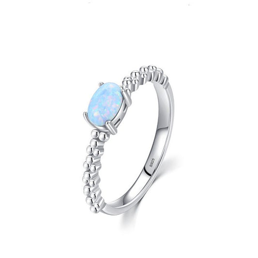 Sterling Silver Oval Opal Ring