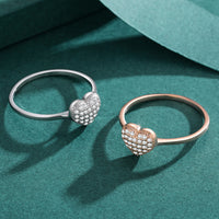 Sterling Silver Pave Cubic Zirconia Heart Cluster Ring