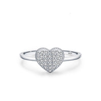 Sterling Silver Pave Cubic Zirconia Heart Cluster Ring