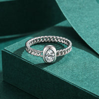 Sterling Silver Hollow Lock Band Ring