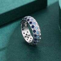 Sterling Silver Gradient Blue Eyes Eternity Band Ring