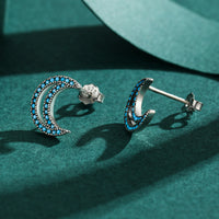 Sterling Silver Moon Stud Earrings