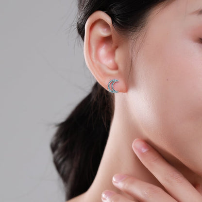 Sterling Silver Moon Stud Earrings