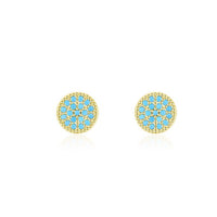 Sterling Silver Pave Turquoise Stud Earrings
