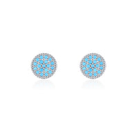 Sterling Silver Pave Turquoise Stud Earrings