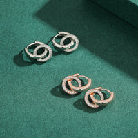 Sterling Silver Rose Gold Circle Drop Earrings
