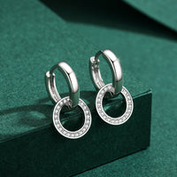 Sterling Silver Rose Gold Circle Drop Earrings