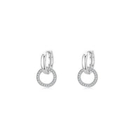 Sterling Silver Rose Gold Circle Drop Earrings