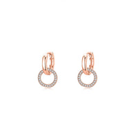 Sterling Silver Rose Gold Circle Drop Earrings