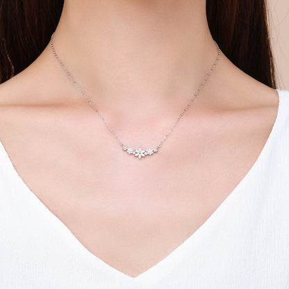 Sterling Silver Daisy Flower Necklace with Clear