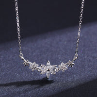 Sterling Silver Daisy Flower Necklace with Clear
