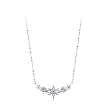 Sterling Silver Daisy Flower Necklace with Clear