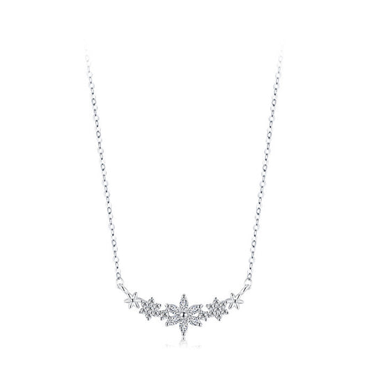 Sterling Silver Daisy Flower Necklace with Clear