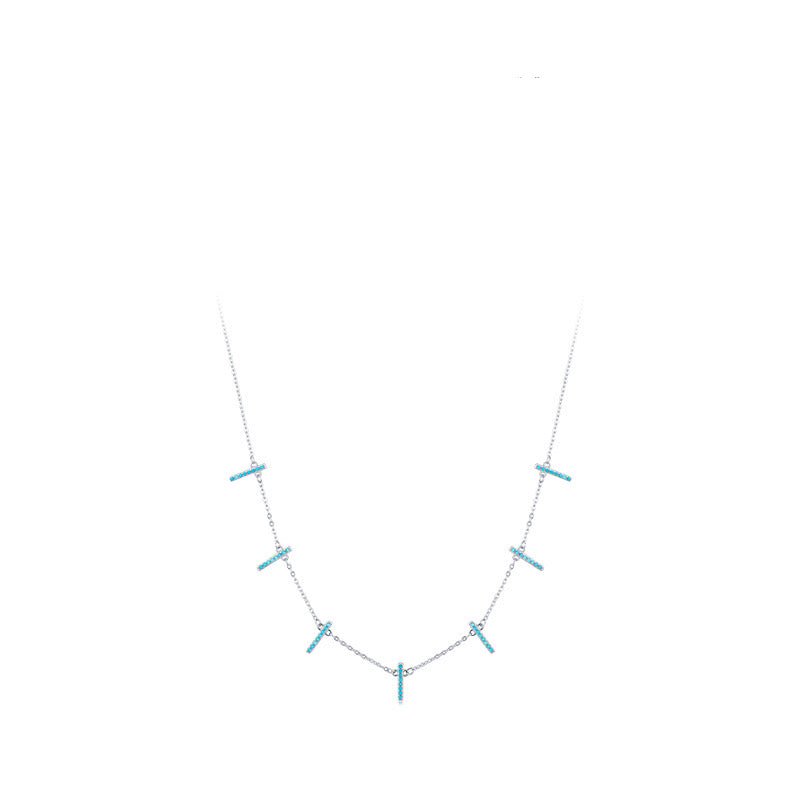 Sterling Silver Turquoise Geometric Choker Necklace