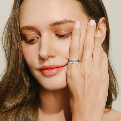 Sterling Silver Clear & Black Stackable Ring