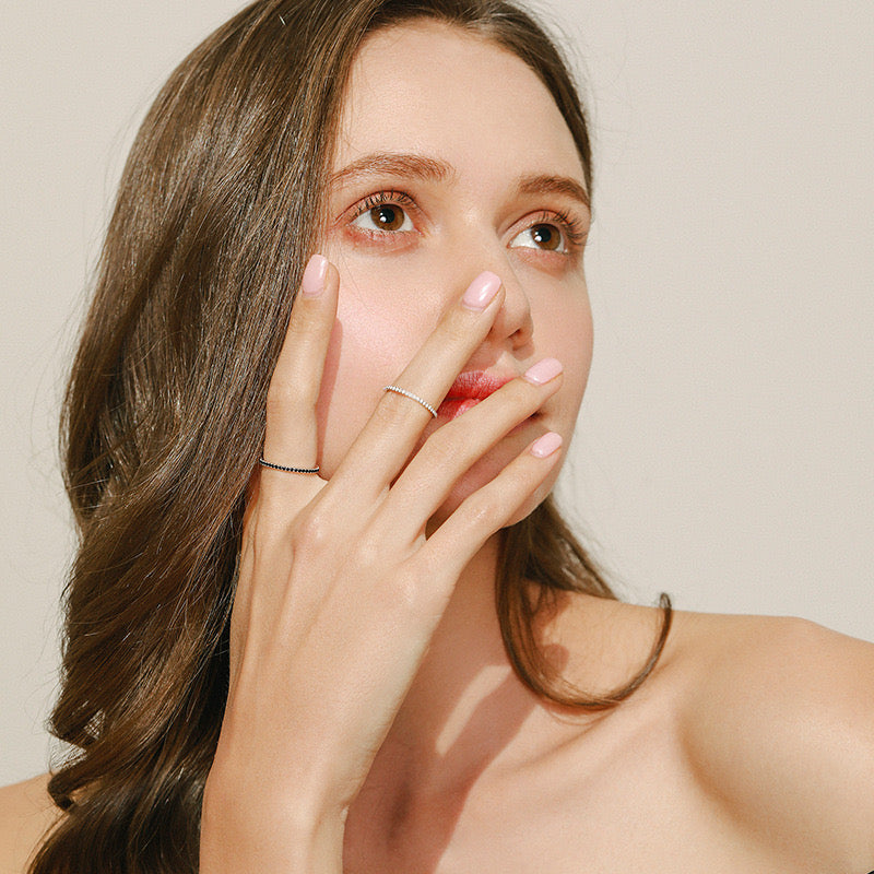 Sterling Silver Clear & Black Stackable Ring