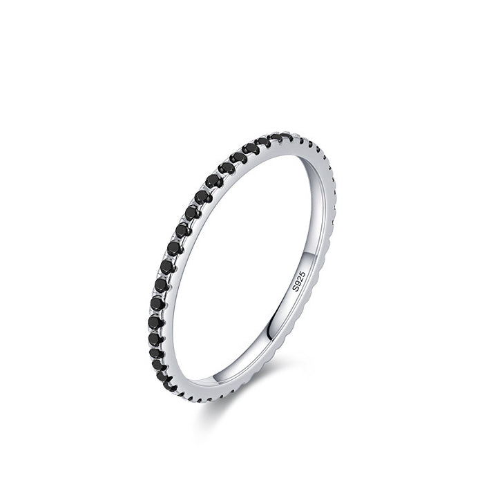 Sterling Silver Clear & Black Stackable Ring