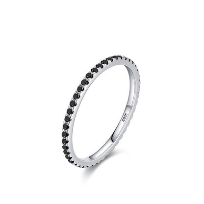 Sterling Silver Clear & Black Stackable Ring
