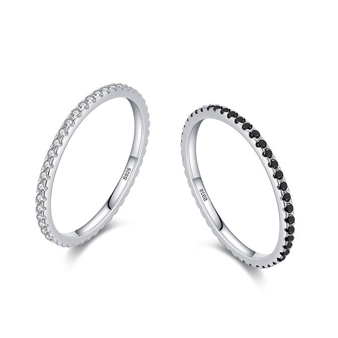 Sterling Silver Clear & Black Stackable Ring