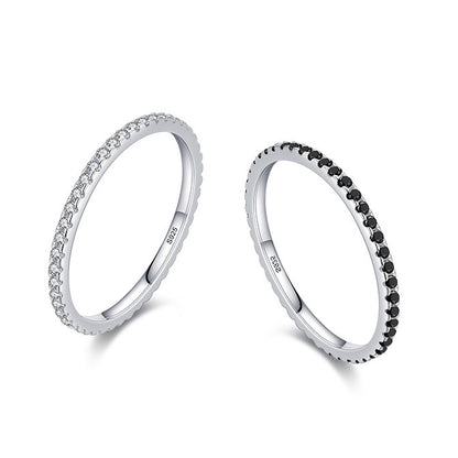 Sterling Silver Clear & Black Stackable Ring