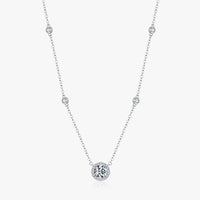 Sterling Silver Round Clear Pendant Necklace