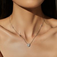 Sterling Silver Round Clear Pendant Necklace