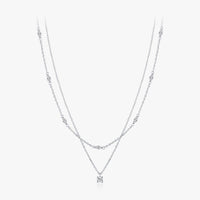 Moissanite D Color Double Layer Necklace in Sterling Silver