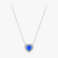 Sterling Silver Blue Opal Heart Necklace