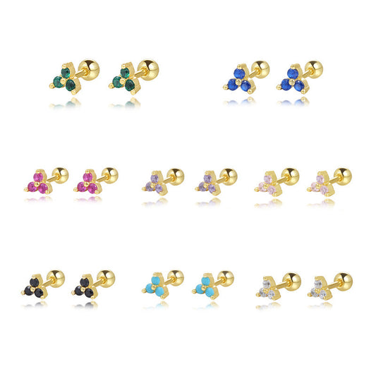 Sterling Silver Color Stud Earrings