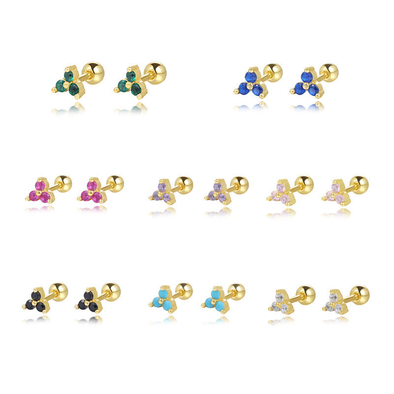 Sterling Silver Color Stud Earrings
