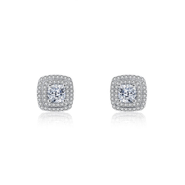 Classic Square Sterling Silver Stud Earrings