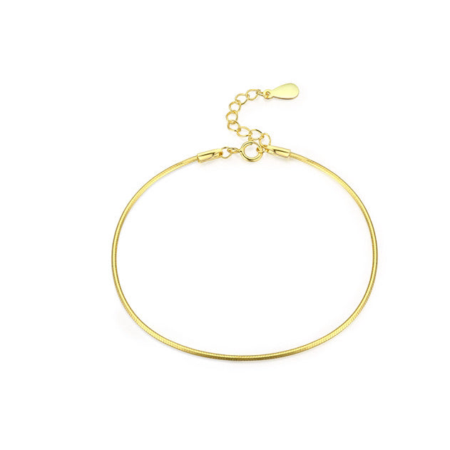 Sterling Silver Simple Charm Snake Chain Bracelet