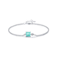 Sterling Silver Tourmaline Beads Chain Bracelet