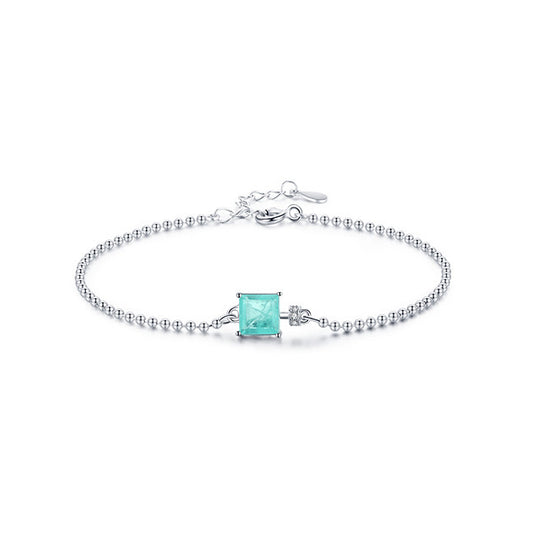 Sterling Silver Tourmaline Beads Chain Bracelet