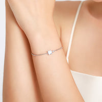 Classic Square Clear Bracelet in Solid 925 Sterling Silver