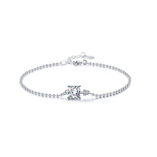 Classic Square Clear Bracelet in Solid 925 Sterling Silver