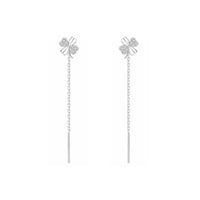 Cubic Zirconia Clover Tassel Drop Earrings
