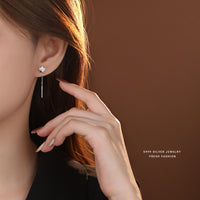 Cubic Zirconia Clover Tassel Drop Earrings